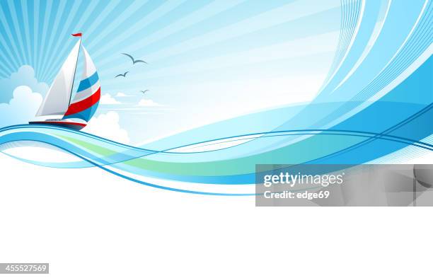 sailing the rough seas but with tranquility - water sport stock illustrations