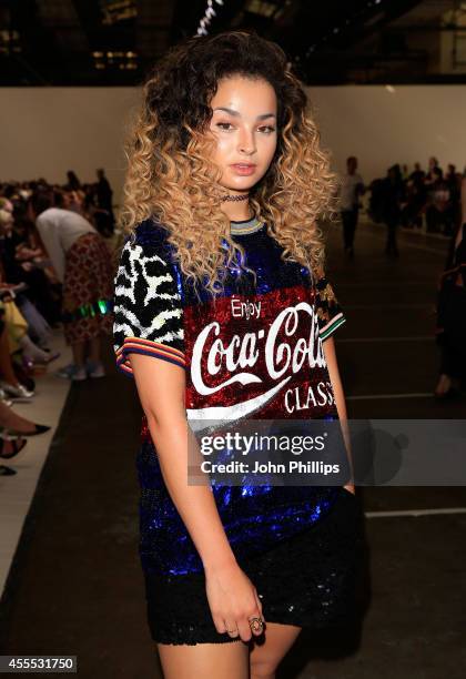 Ella Eyre attends the Ashish show during London Fashion Week Spring Summer 2015 on September 16, 2014 in London, England.