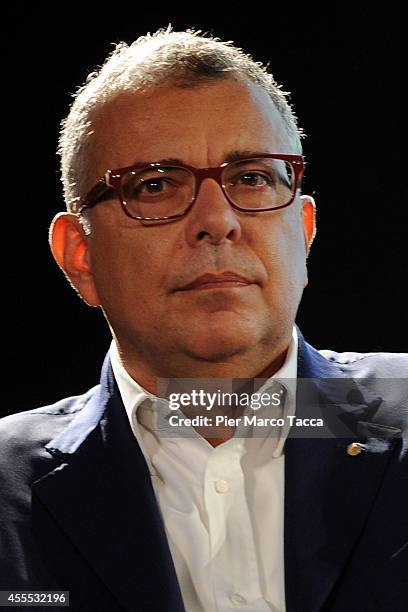 Wibida CEO Andrea Cardamone attends a press conference to launch their new online banking service Wibida on September 16, 2014 in Milan, Italy....