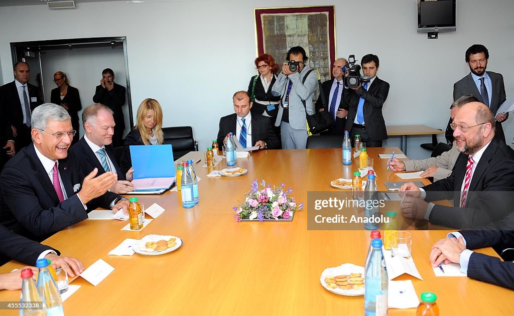 Turkey's EU Minister Volkan Bozkir meets Martin Schulz in Strasbourg