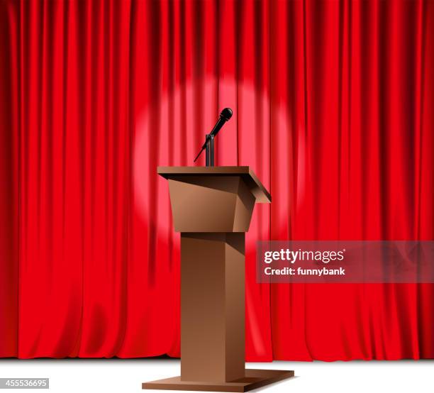 podium on stage - conference stage background stock illustrations