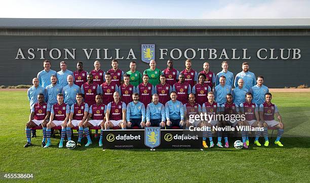 The Aston Villa official photocall at the club's training ground at Bodymoor Heath on September 16, 2014 in Birmingham, England. Back row L-R : Andy...