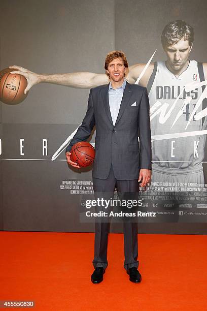 Dirk Nowitzki attends the premiere of the film 'Nowitzki. Der Perfekte Wurf' at Cinedom on September 16, 2014 in Cologne, Germany.