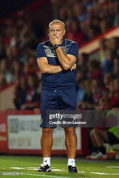 Leeds United care-taker Manger Neil Redfearn instructs his team during the Sky Bet Championship match between AFC Bournemouth and Leeds United at...