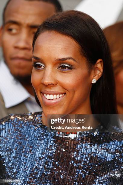 Jessica Nowitzki, wife of Dirk Nowitzki, attends the premiere of the film 'Nowitzki. Der Perfekte Wurf' at Cinedom on September 16, 2014 in Cologne,...