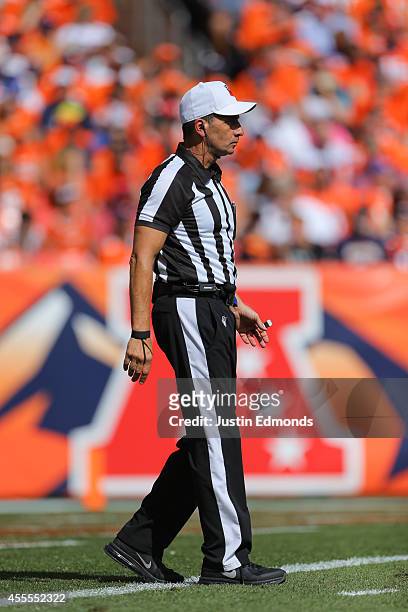 Referee Gene Steratore in action during a game between the Kansas City Chiefs and Denver Broncos at Sports Authority Field at Mile High on September...