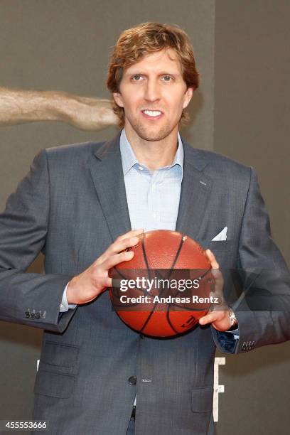 Player Dirk Nowitzki attends the premiere of the film 'Nowitzki. Der Perfekte Wurf' at Cinedom on September 16, 2014 in Cologne, Germany.