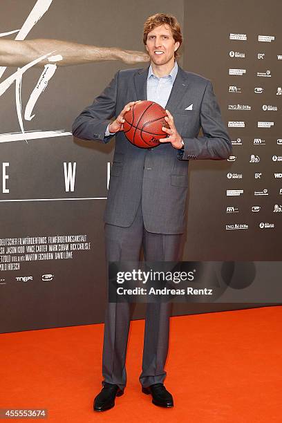 Player Dirk Nowitzki attends the premiere of the film 'Nowitzki. Der Perfekte Wurf' at Cinedom on September 16, 2014 in Cologne, Germany.