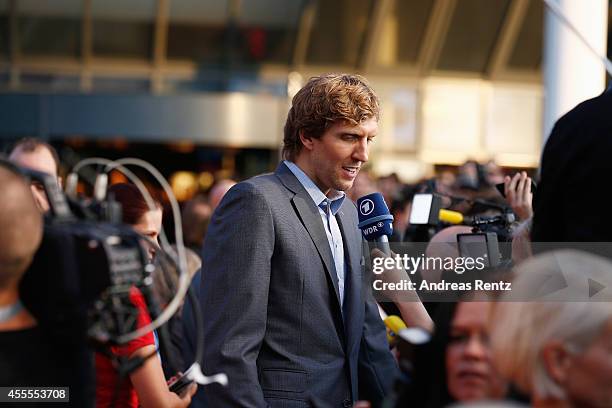 Dirk Nowitzki attends the premiere of the film 'Nowitzki. Der Perfekte Wurf' at Cinedom on September 16, 2014 in Cologne, Germany.