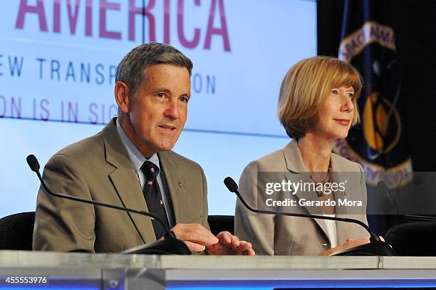 Kennedy Space Center Director Bob Cabana and Commercial Crew Program Manager Kathy Lueders attend a NASA press conference at the Kennedy Space Center...