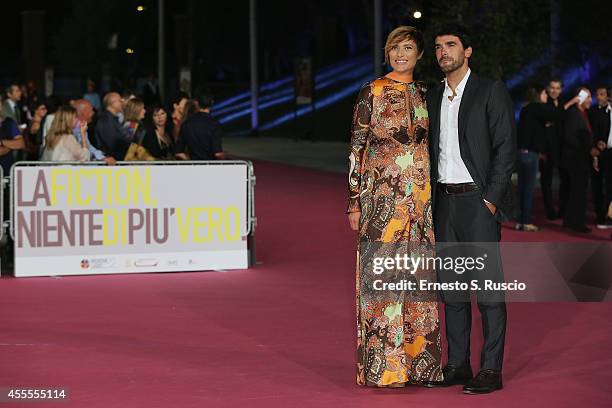 Anna Foglietta and Paolo Sopranzetti attend the 'Ragion Di Stato' pink carpet at Auditorium Parco Della Musica as a part of Roma Fiction Fest 2014 on...