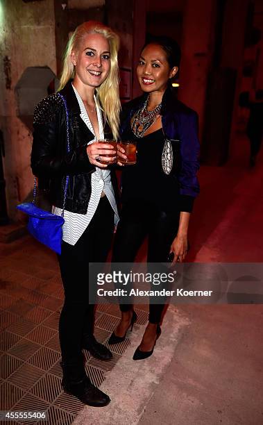 Caroline Lommaert and Tanya Ernst attend the Hennessy Very Special Limited Edition by Shepard Fairey launch party at Kraftwerk Mitte on September 16,...