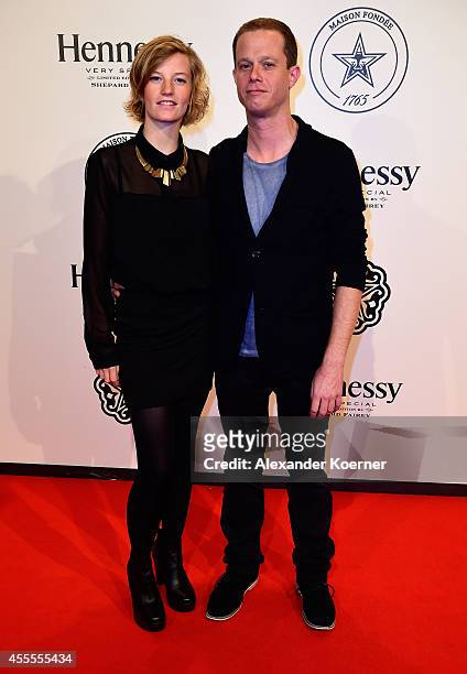 Wilhelmine Schneider and Florian Ludewig attend the Hennessy Very Special Limited Edition by Shepard Fairey launch party at Kraftwerk Mitte on...
