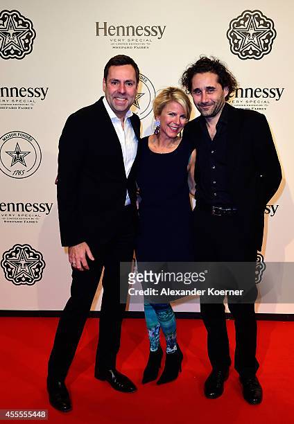 Frank Ketterer, Leonie Bechtholdt, and Andreas Hoelzer attend the Hennessy Very Special Limited Edition by Shepard Fairey launch party at Kraftwerk...