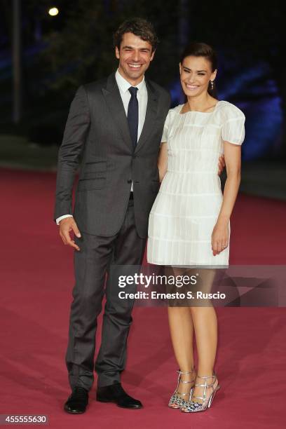 Luca Argantero and Saadet Aksoy attend the 'Ragion Di Stato' pink carpet at Auditorium Parco Della Musica as a part of Roma Fiction Fest 2014 on...