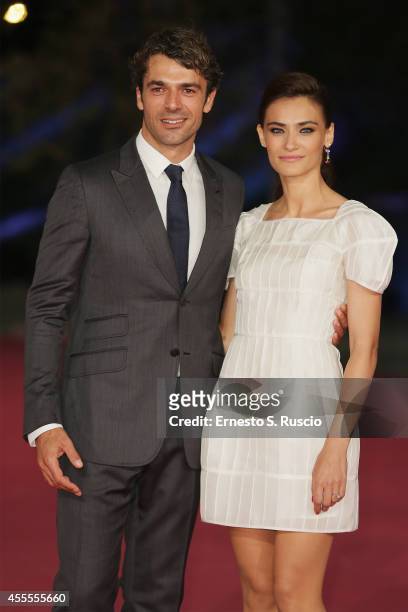 Luca Argantero and Saadet Aksoy attend the 'Ragion Di Stato' pink carpet at Auditorium Parco Della Musica as a part of Roma Fiction Fest 2014 on...