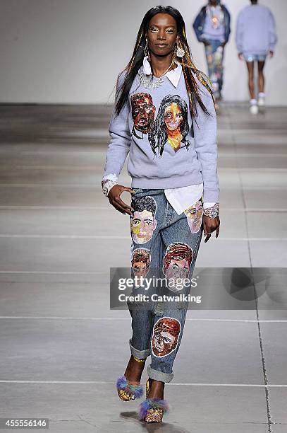Model walks the runway at the Ashish Spring Summer 2015 fashion show during London Fashion Week on September 16, 2014 in London, United Kingdom.