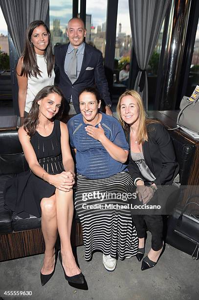 Gabby Mangassarian, marketing manager Brunello Cucinelli Thomas Ricotta, actress Katie Holmes, editor-in-chief of DuJour Media Nicole Vecchiarelli...