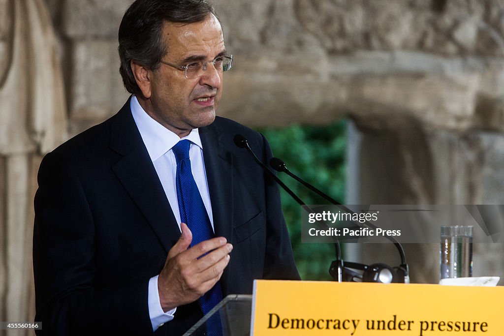 Antonis Samaras, Prime Minister of Greece gives a speech...