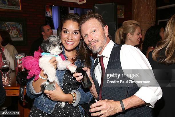 Gina Naomi Baez, Tinkerbelle the dog and Danny Wilde of band The Rembrandts attend the Central Perk Pop-Up Celebrating The 20th Anniversary Of...