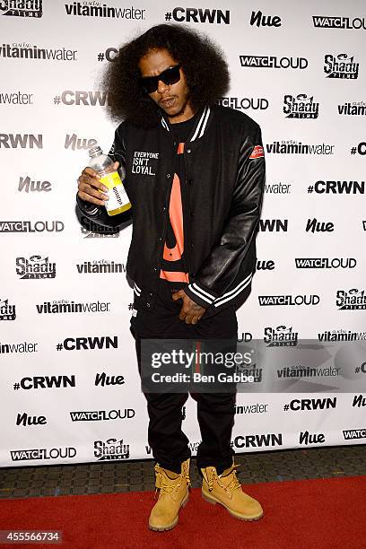 Rapper Ab-Soul attends Elliott Wilson hosts CRWN with Ab-Soul for WatchLOUD.com, presented by vitaminwater at the SVA Theater on September 16, 2014...