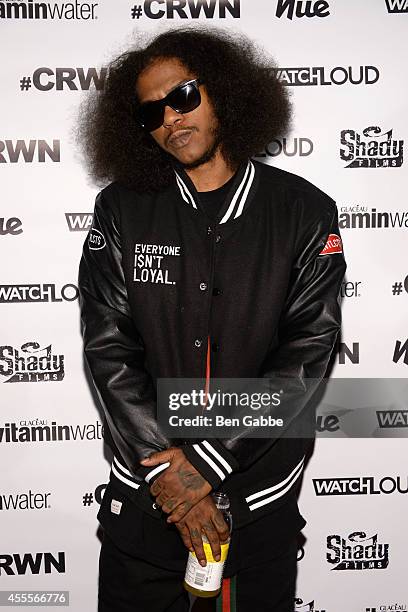 Rapper Ab-Soul attends Elliott Wilson hosts CRWN with Ab-Soul for WatchLOUD.com, presented by vitaminwater at the SVA Theater on September 16, 2014...