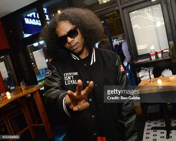 Rapper Ab-Soul attends the Elliott Wilson hosts CRWN with Ab-Soul for WatchLOUD.com, presented by vitaminwater after party at the Chelsea Pub on...