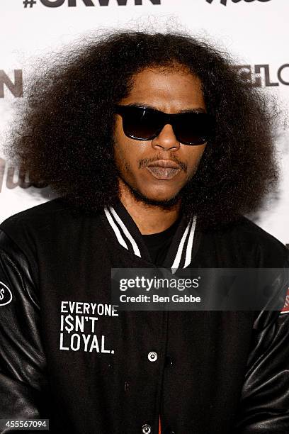 Rapper Ab-Soul attends Elliott Wilson hosts CRWN with Ab-Soul for WatchLOUD.com, presented by vitaminwater at the SVA Theater on September 16, 2014...