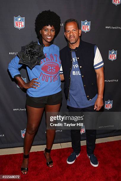 Rachel Johnson and Andre Reed attend the NFL Inaugural Hall of Fashion Launch Event at Pillars 37 on September 16, 2014 in New York City.