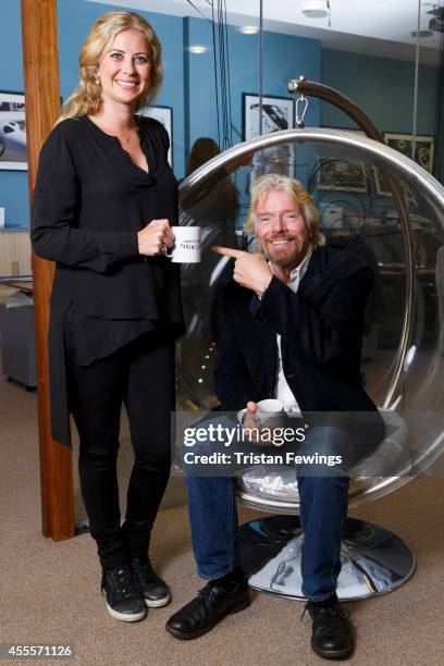 Richard Branson visits daughter Holly for a meeting at the Virgin Galactic office to celebrate the launch of this year's LinkedIn Bring In Your...