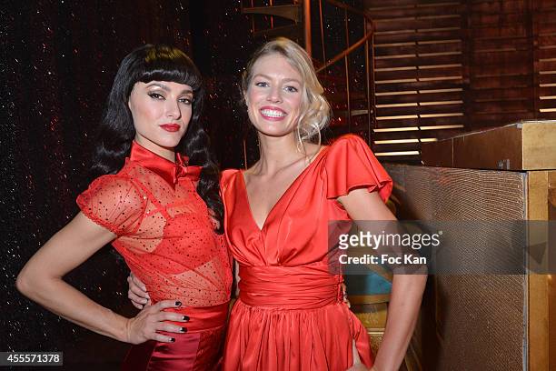 Fanny Fourquez and Aurore Delplace attend the 'Love Circus' Press Preview At the Folies Bergeres on September 16, 2014 in Paris, France.