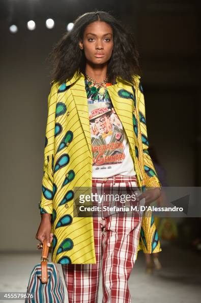 A model walks the runway during the Stella Jean show as part of Milan ...