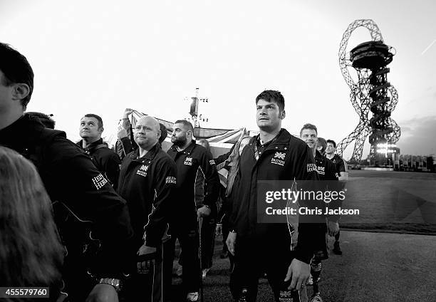 British Athletes are introduced during the Opening Ceremony of the Invictus Games at Queen Elizabeth park on September 10, 2014 in London,...