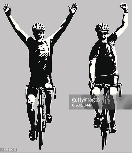 ilustrações de stock, clip art, desenhos animados e ícones de ciclistas bicicleta de estrada ganhando a corrida - bike winning