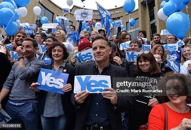 Former Deacon Blue front man Ricky Ross at a Yes rally as Pro Independence Supporters gather on Buchanan Street during the final day of campaigning...