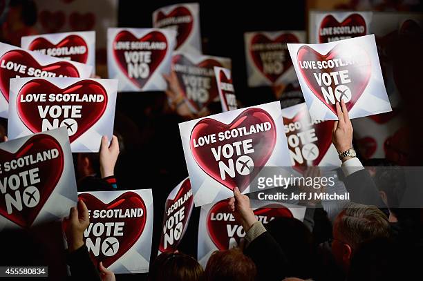No supporters attend a rally where Better Together Leader Alistair Darling and former Labour Prime Minister Gordon Brown made their case for a No...