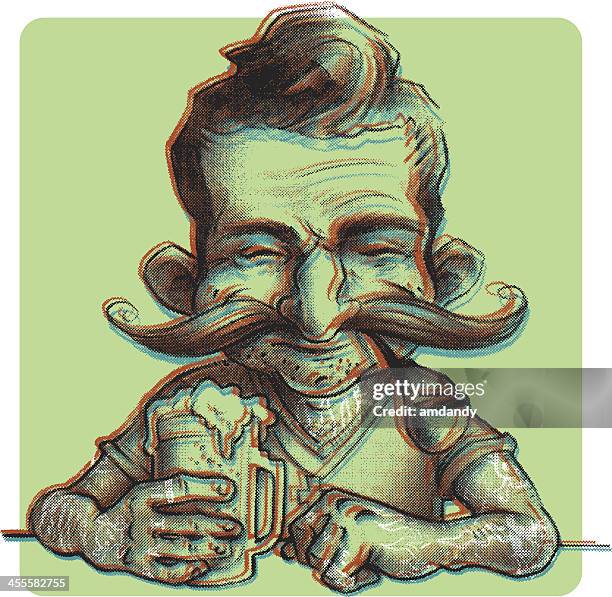 mustache and beer - draft beer stock illustrations
