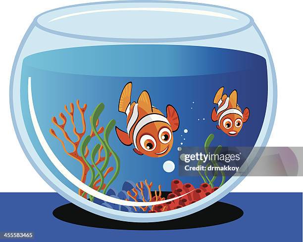 aquarium und fisch - fishbowl stock-grafiken, -clipart, -cartoons und -symbole