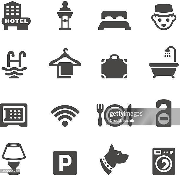 mobico icons - hotel - conference hotel stock illustrations