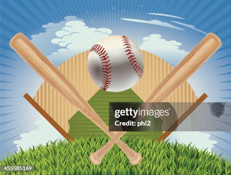 Baseball, Baseball Bat and Field Plan Vector Baseball, Baseball Bat and Field Plan Vector