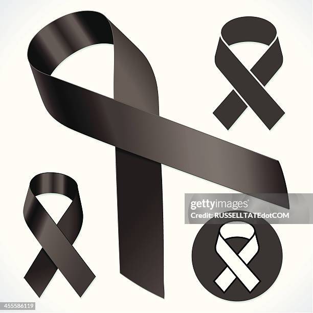 standard black ribbon - grief stock illustrations