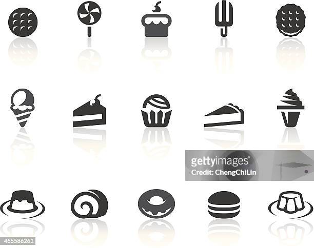 ilustrações, clipart, desenhos animados e ícones de sobremesa icons/simple preto series - macaroon