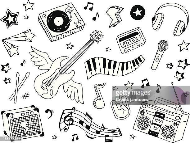 music doodles - rock music stock illustrations