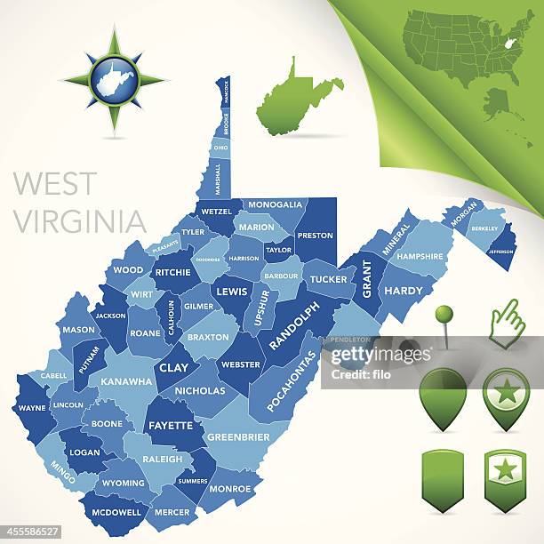 west virginia county map - west-virginia-county-map stock illustrations