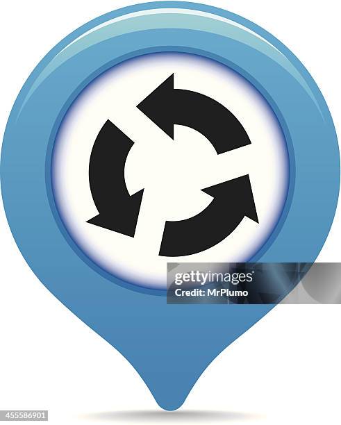 roundabout map pointer - intersection traffic stock illustrations