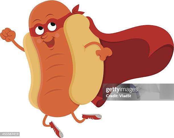 hot dog superhero - hot dog costume stock illustrations