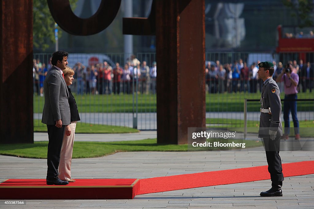 Germany's Chancellor Angela Merkel Meets Qatar Emir, Sheikh Tamim bin Hamad Al Thani