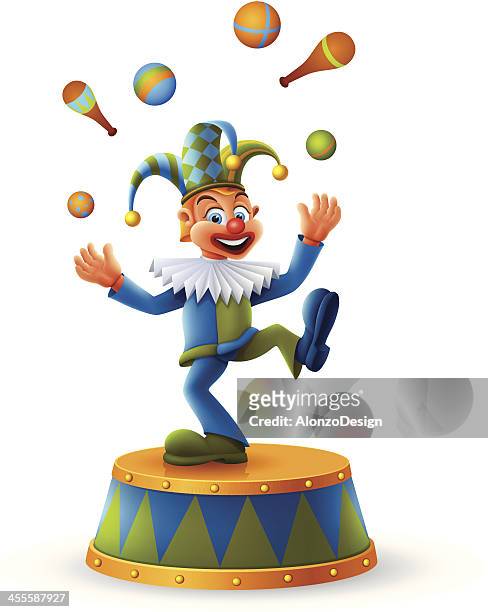 stockillustraties, clipart, cartoons en iconen met clown juggling - clownsneus
