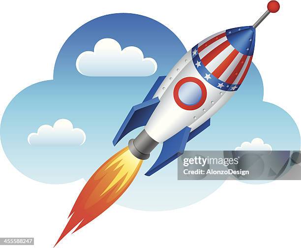 patriotic rocket - firework rocket stock illustrations