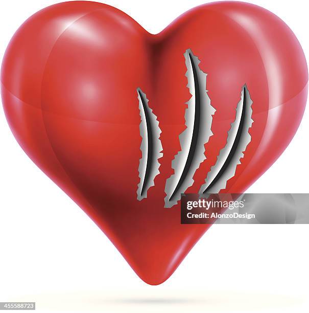 broken heart - claw marks stock illustrations